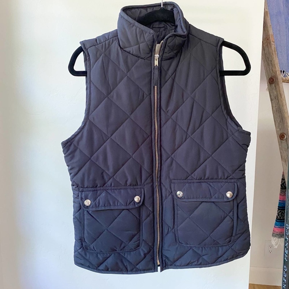 THREAD & SUPPLY Women's Navy Blue Quilted Poly Fill Zip Front Puffer Vest sz S